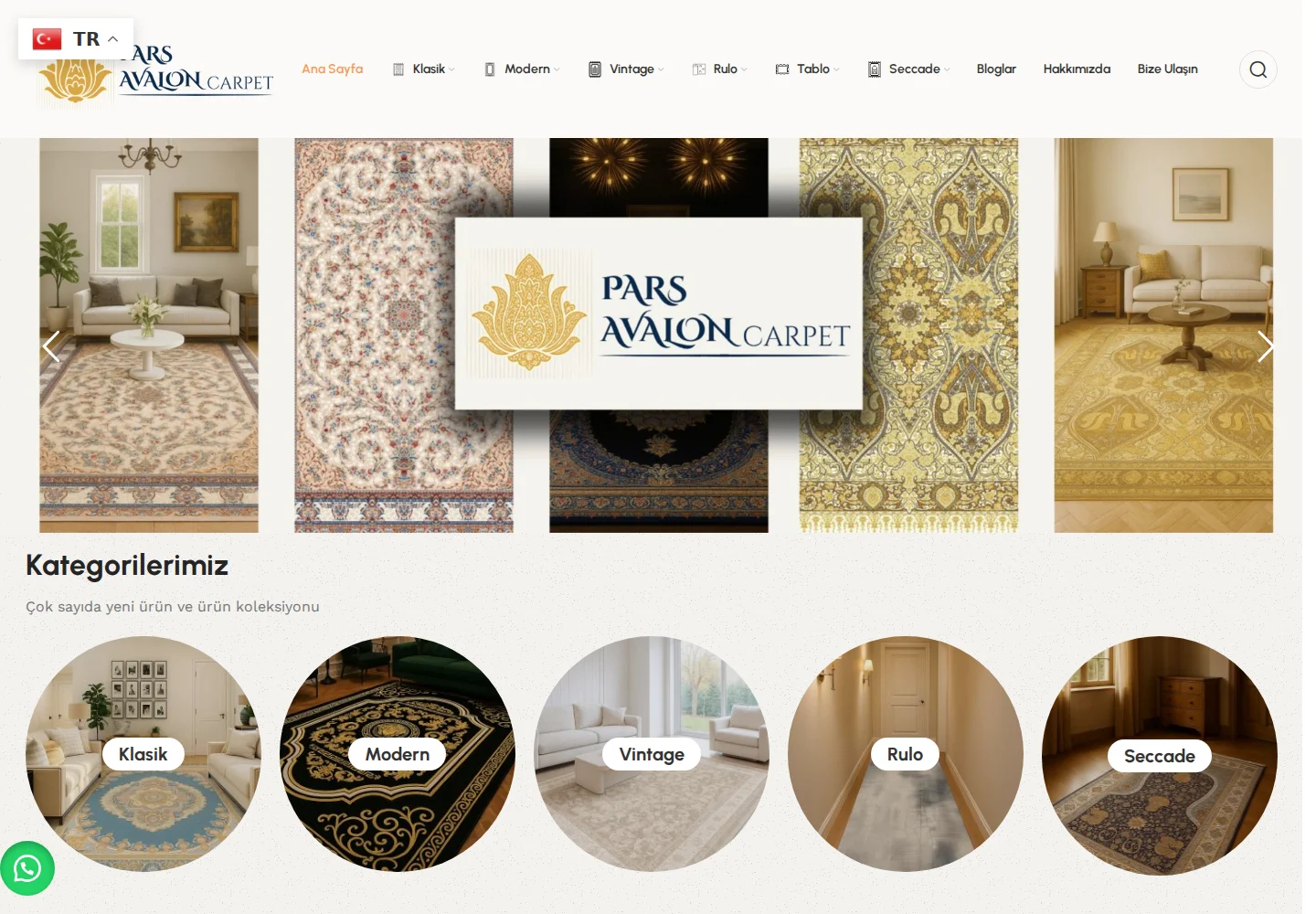 Avalon Carpet web sitesi ekran görüntüsü