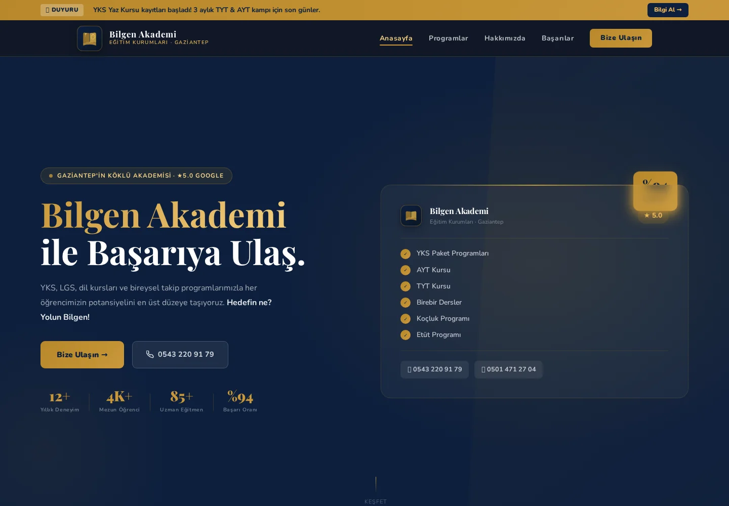 Bilgen Akademi web sitesi ekran görüntüsü