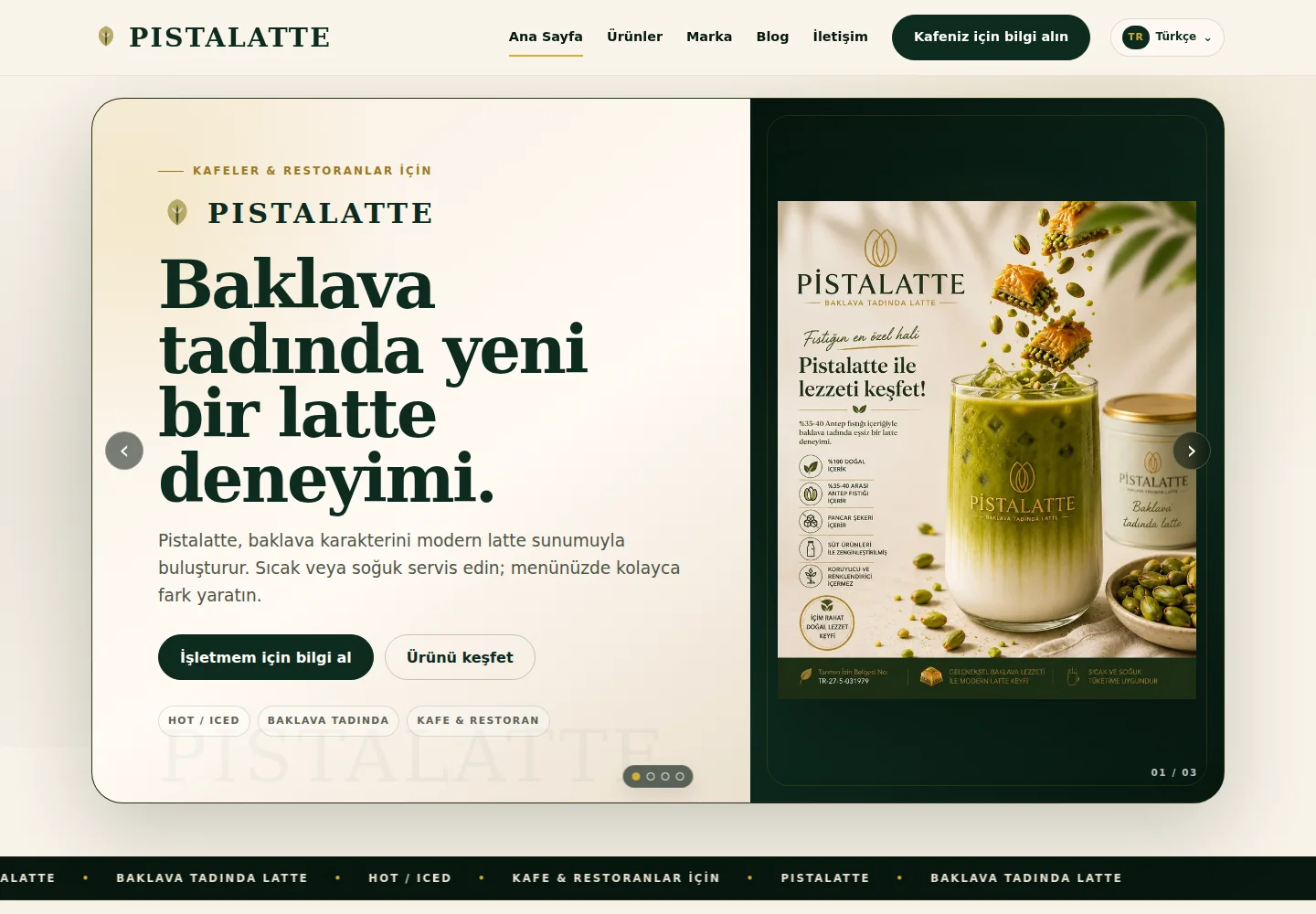 Pistalatte web sitesi ekran görüntüsü